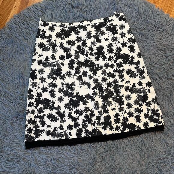 Piazza Sempione Floral Black and White Skirt Size IT 46 US 10 - Picture 1 of 5